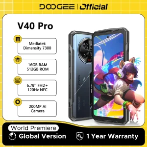 DOOGEE V40 Pro 5G Telefono robusto Display IPS da 6,78 pollici 16GB 512GB Dimensity 7300 4nm 200MP Al Camera 8680mAh Telefono cellulare Android 14