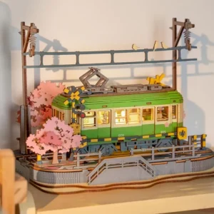 Robotime Sakura Journey Tram puzzle in legno 3D con luci a LED decorazioni per la casa regalo per adulti donne ragazze