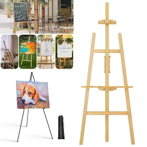 Cavalletto per artista con struttura ad A in legno, cavalletto da studio regolabile, supporto in tela portatile per pittura, matrimonio, esposizione e aula