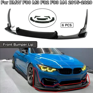 Per BMW F80 M3 F82 F83 M4 2015 2016-2020 Spoiler Anteriore 6 Pezzi Splitter Accessori Auto Kit Carrozzeria Effetto Fibra di Carbonio