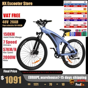 HX Q5 2000W Ebikes 57KM/H Bicicletta elettrica 27,5 pollici Bici elettrica per adulti Batteria rimovibile Bici elettriche E Mountain Ebike