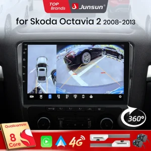 Junsun Qualcomm 8-Core 360 Fotocamera Wireless CarPlay Android Auto Autoradio per Skoda Octavia 2 A5 2008 2009-2013 GPS