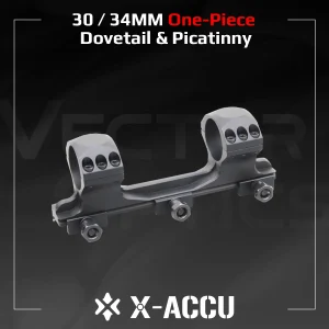 Anelli di Montaggio Vector Optics X-ACCU 30/34mm in Un Pezzo Dovetail & Picatinny 0/20 MOA con Lavorazione CNC per Binari da 9mm/20mm