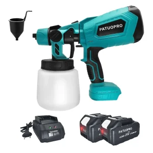 PATUOPRO 1000ML Pistola a spruzzo elettrica Portatile Spruzzatore di vernice per la casa Mobili per auto Rivestimento in acciaio Strumento aerografo per Makita 18V Batteria