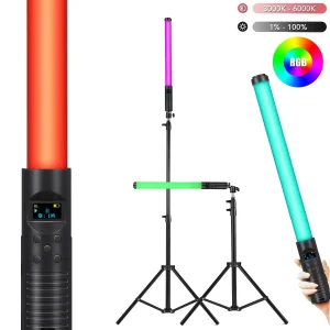 50 cm 20 “RGB Palmare LED Video Light Bacchetta Stick Fotografia Luce con batteria ricaricabile incorporata 79” Treppiede Telecomando