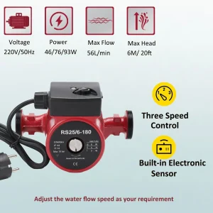 Pompa di circolazione dell’acqua calda 220V 90W Pompa booster acqua 0,8A per lavatrice automatica per doccia domestica RS25/6-180