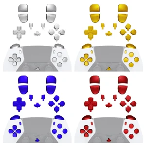 eXtremeRate Set completo di pulsanti sostitutivi, D-pad Condividi opzioni Home Face Buttons Trigger per controller PS5 Edge – Serie Chrome