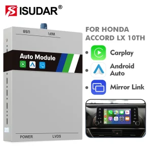 ISUDAR – Box Multimediale AI per Auto con Apple CarPlay Wireless e Android Auto, Compatibile con HONDA/ACCORD 10a Generazione 2018-, Spedizione dagli USA