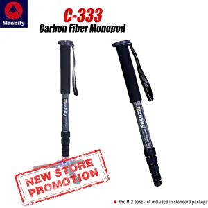 Il supporto monopiede da viaggio portatile professionale in fibra di carbonio Manbily C-333 può stare in piedi con la mini base del treppiede della fotocamera DSLR