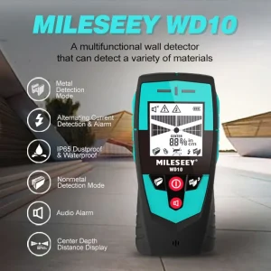 Mileseey Rilevatore da parete multifunzione con sensore di ampia area Metal Detector Palmare Stud Finder Rilevatore di cavi per scanner da parete