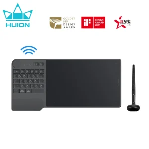 Huion KD200 Inspiroy Keydial Wireless Graphics Tablet Drawing Tablet Bluetooth 5.0 Connection 23 Press Key Keyboard 8192 livelli, Tavoletta con penna stilo senza batteria da 8,9*5,6 pollici