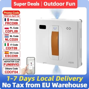 (Codice promozionale: EU6006)Robot Lavavetri ABIR WD8, Doppia Spruzzatura d’Acqua, Memoria Intelligente, Potente Aspirazione a Vuoto, Sensore Laser, Robot per la Pulizia delle Vetrate Domestiche,