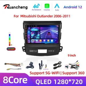 8Core 2 Din Android 12 Autoradio Lettore Multimediale Per Mitsubishi Outlander 2006-2011 Peugeot 4007 Citroen C-Crosser Carplay Gps