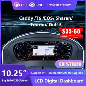 PrelingCar 10.25 Cruscotto Digitale Cluster Per VW Variant Caddy Touran T6 EOS Sharan Golf 5 Strumento Virtuale Paneel Cockpit