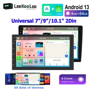 LeeKooLuu Android 13 Autoradio 2 Din Navigazione GPS Lettore multimediale Wireless Carplay Android Auto per VW Nissan Toyota Ford