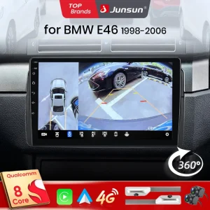 Juns Jol Qualcomm 8-Core 360 Fotocamera Wireless CarPlay Android Auto Autoradio per BMW E46 M3/318/320325/330 1998-2006