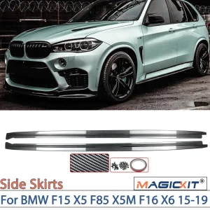 MAGICKIT 2 pezzi nero lucido/fibra di carbonio stile MP estensione gonna laterale per BMW F15 X5 F85 X5M F16 X6 F86 X6 M accessori auto