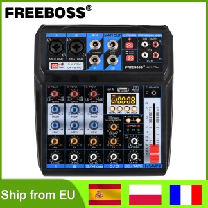 Freeboss 6 canali 2 Mixer Audio Audio Stereo 2 Mono 16 effetti DC 5V Bluetooth USB Computer Record Mixing Console AM-PSM