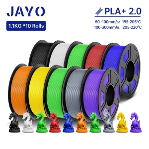 Filamento 3D JAYO PLA + 2.0 10 Rotoli Aggiornamento PLA più Filamento stampante 3D Materiale di stampa 3D ordinato per FDM Multicolor