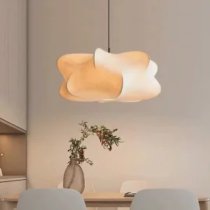 Wabi Sabi Soggiorno Lampada da soffitto Negozio Bar Parlor Lampade a sospensione Lampadario a sospensione in seta Decorazioni per la casa Lustro E27 (Senza lampadina))