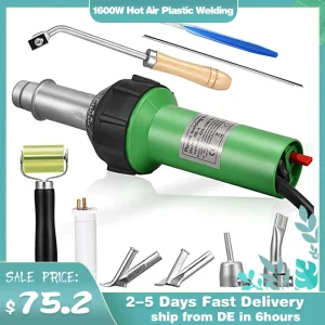 Pistole termiche Saldatura plastica ad aria calda da 1600 W, pistola ad aria calda 40 ° C-600 ° C Temperatura regolabile per paraurti in plastica termoretraibile in PVC PP