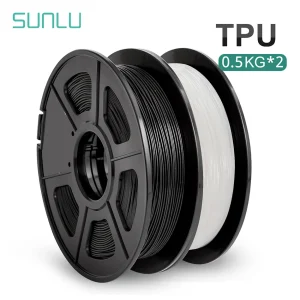SUNLU 95A TPU 2 rotoli filamento 3D 1.75MM 0.5KG/rotolo forte flessibilità stampe morbide Design opere d’arte buone scarpe resistenti all’invecchiamento