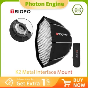 Triopo K2 55 cm 65 cm 90 cm 120 cm Sgancio rapido Bowens Mount Softbox ottagonale + Griglia a nido d’ape Soft Box esterno per Flash