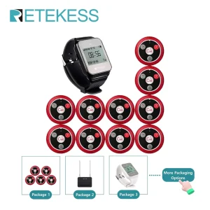 Retekess Sistema di chiamata wireless Cercapersone ristorante TD108 Ricevitore orologio impermeabile T117 Bottoni di chiamata cameriere per narghilè Cafe Bar