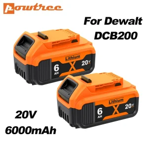 Batteria Powtree 3000/6000mAh 18V/20V per Utensili Elettrici Dewalt, Compatibile con DCB180 DCB181 DCB182 DCB201 DCB201-2 DCB200 DCB200-2 DCB204-2