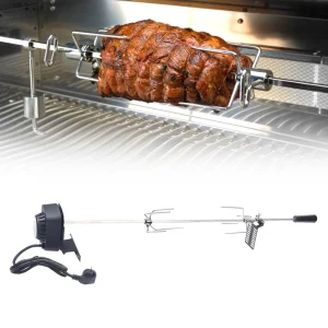 Kit grill girarrosto elettrico 220V, asta per barbecue in acciaio inossidabile con motore per pollo, carne, strumenti per barbecue da campeggio domestici