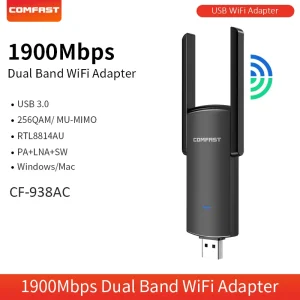 Comfast WIFI5 1900Mbps USB Wifi Adattatore Dual Band 5GHz 2.4Ghz Scheda di rete RTL8814AU 2 antenne Wi-Fi Dongle Ricevitore wifi