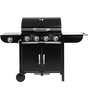 Griglia a Gas, carrello per barbecue a Gas, accensione piezoelettrica, con termometro, griglia con supporto grande, 4*1000BTU/2.93 KW, per campeggio per feste in giardino