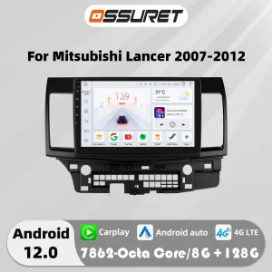 2Din Android autoradio Stereo per Mitsubishi Lancer 2007-2017 lettore multimediale 4G DSP Carplay GPS Navi unità principale schermo QLED Fm