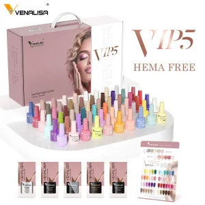 VIP5 VENALISA Kit smalto gel Hema Free Nude Pink Glitter Splendido colore per manicure per unghie Soak off UV LED Set di smalti gel per unghie
