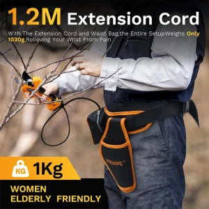 Cesoie elettriche professionali da potatura 45 mm, potatrici a batteria 25 V 4 Ah con mascella regolabile, potatrici elettriche per vignetto e frutteto