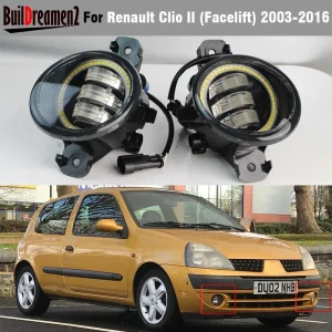 2 X Angel Eye Fendinebbia 30W Auto LED Lente Fendinebbia Lampada diurna DRL Per Renault Clio 2/II Facelift 2003-2016 (Non adatta Pre-Facelift)