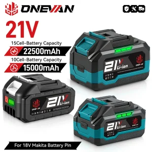 Batteria ricaricabile agli ioni di litio ONEVAN 15000mAh 22500mAh con indicatore di carica, chiave dinamometrica per utensili elettrici, compatibile con batterie Makita 18V.