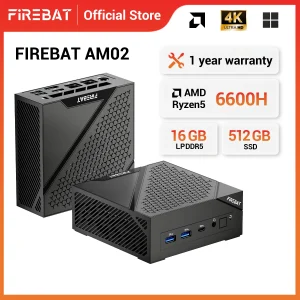 FIREBAT AM02 MINI PC AMD Ryzen 5 6600H LPDDR5 16GB 6400MHz RAM 512GB SSD WIFI6 BT5.2 Computer desktop portatile MINI-PC