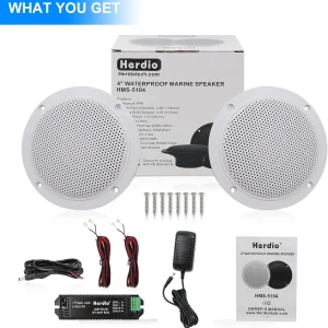 Altoparlanti da soffitto Bluetooth marini impermeabili da 4 pollici Herdio per la cucina del bagno Home Outdoor Camper Golf Cart Boat con Flush