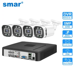 Sistema di telecamere di sicurezza Smar 4CH 5M-N HD DVR Kit CCTV 4PCS 5MP AHD Telecamera Sistema di sicurezza domestica esterna Set di videosorveglianza