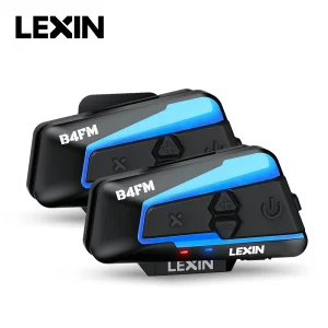 Lexin B4FM-X Cuffie per casco interfono moto Bluetooth, interfono per comunicazione wireless BT 5.0 Condivisione musicale 10 ciclisti