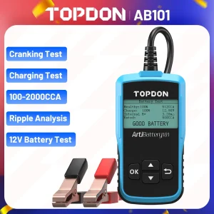 Tester per batterie per Auto TOPDON AB101 6V/12V Test della batteria analizzatore per caricabatterie automatico 2000CCA Tester di ricarica per Auto Circut