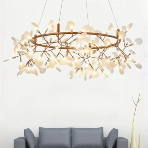 Lampadario a soffitto Lampadario da soggiorno sospeso nordico Cucina moderna Lampada lucciola Lampadario rotondo Illuminazione