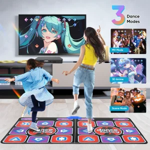Doppio tappetino da ballo per utenti per adulti e bambini, rilevamento del movimento, sport per famiglie, controller con impugnatura wireless, tappetino da ballo yoga antiscivolo