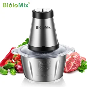 BioloMix 2 velocità 500W acciaio inossidabile capacità 2L tritatutto elettrico tritacarne tritacarne robot da cucina affettatrice
