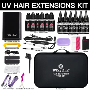 Kit per Extension Capelli con Luce UV 2026, Strumenti V-Light, Colla e Lampada Polimerizzante per Extension Professionali a Casa o in Salone
