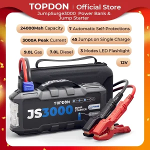 Topdon JS3000 3000A Avviatore di emergenza per auto Accumulatori e caricabatterie di riserva 12V Dispositivo di avviamento per auto 24000Mah Batteria di avviamento per auto Booster
