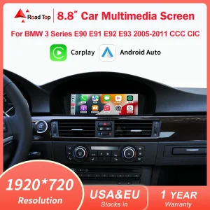 8.8 “1920*720 Wireless CarPlay Android Auto Display multimediale per auto per BMW Serie 3 E90 E91 E92 E93 Serie 5 E60 E61 Touch Screen