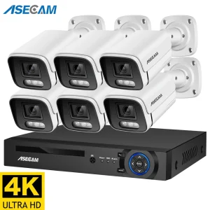 Nuovo sistema di telecamere di sicurezza 4K 8MP Audio Mic CCTV POE NVR AI Color Night Home Video Telecamera di sorveglianza Set esterno