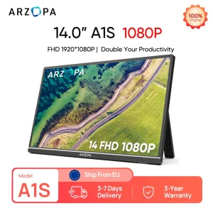 ARZOPA Monitor portatile da 14 pollici 1080P FHD IPS con USB C HDMI Secondo schermo esterno per Mac/Laptop/PC/Switch/PS/Xbox A1S